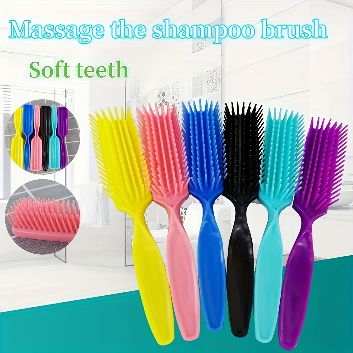 Hair Care For Curly Dry Hair - 6Pcs Multi-Color Massage Head Combs, Gentle