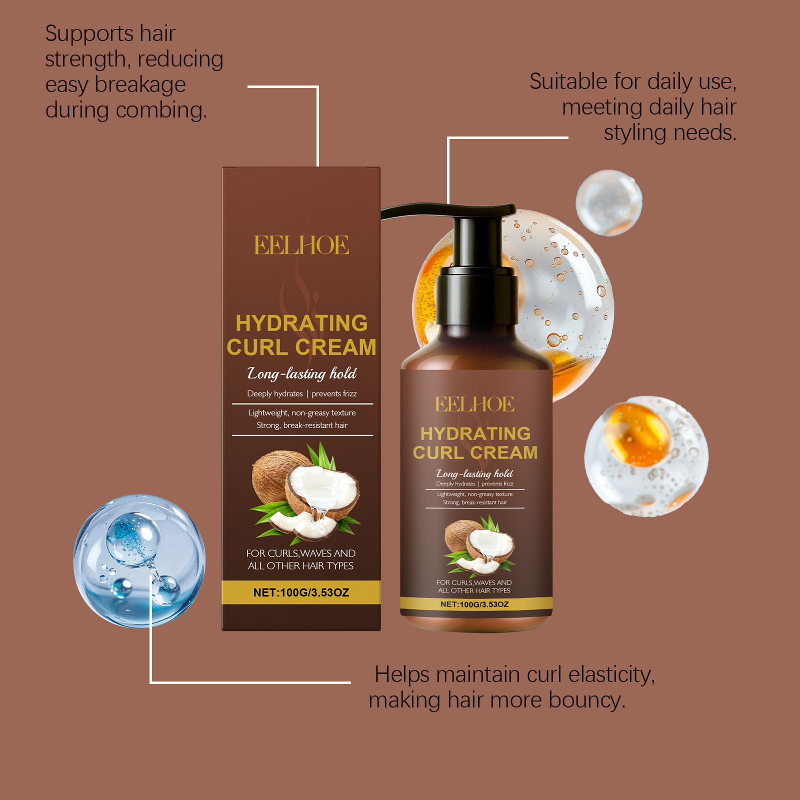 Curl Styling Cream for Wavy an - Hair Care For Curly Dry Hair 评论和价格